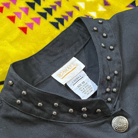 Vintage Western 100% Cotton Concho Embellished Duster Trench Jacket Dress Unisex - Picture 13 of 16